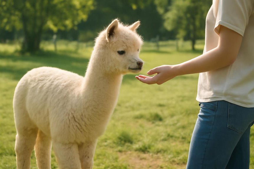calmly bond with alpacas